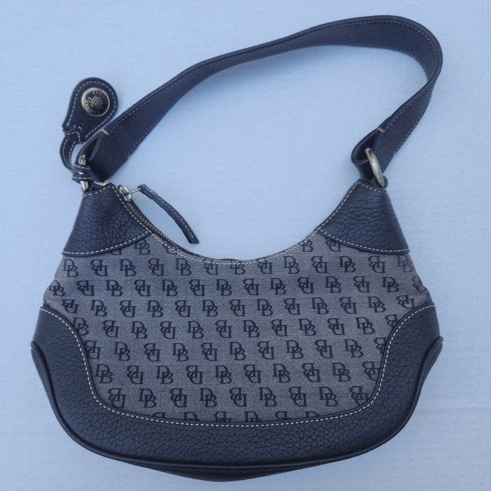 Dooney & Bourke Monogram Hobo Shoulder Bag Y2K Logo Canvas Leather